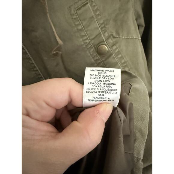 LOVE TREE -Jacket Size Small Full Zip Plaid Lined Hood Woven 100% Cotton Green - Picture 4 of 8